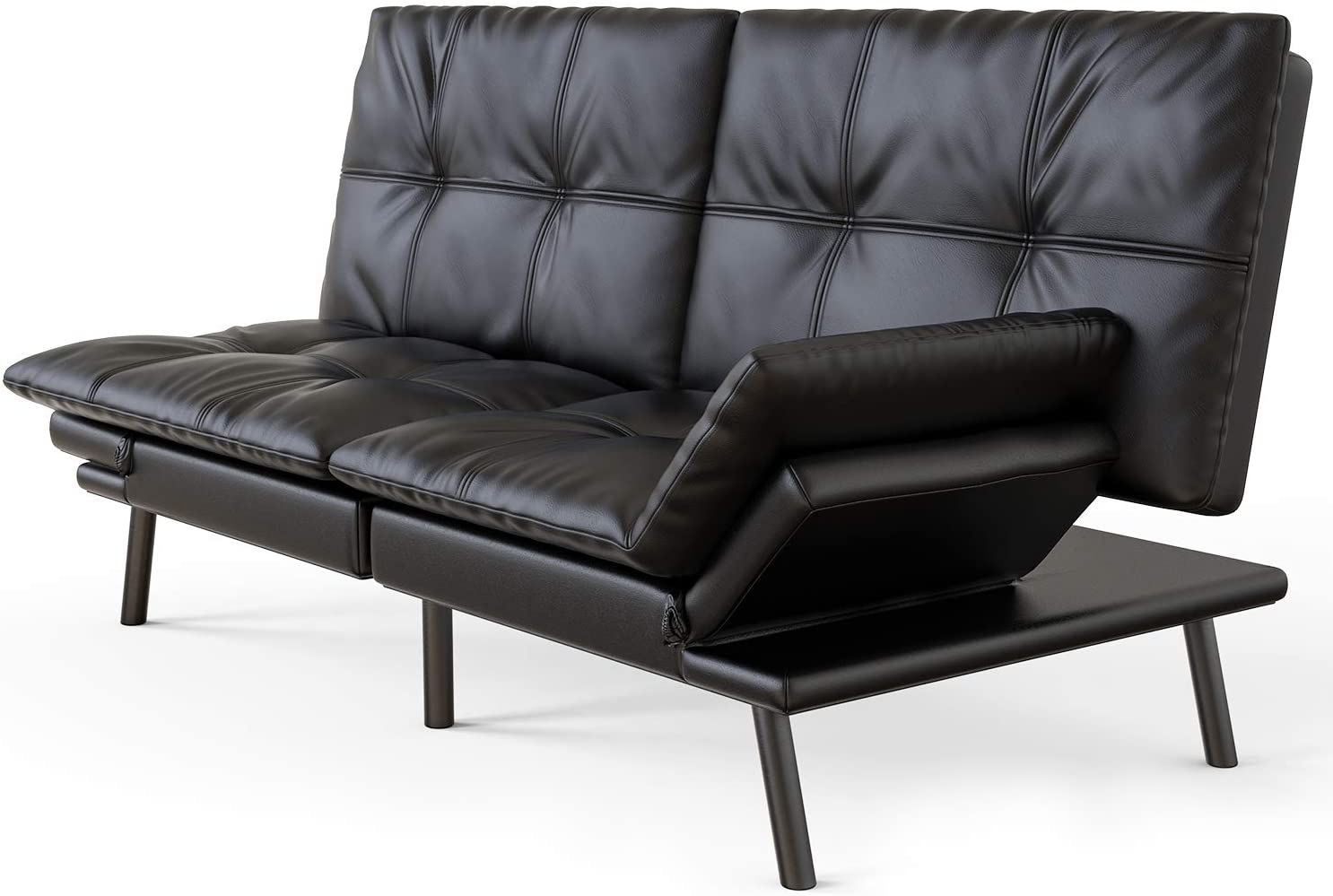 emma convertible futon sofa bed black faux leather